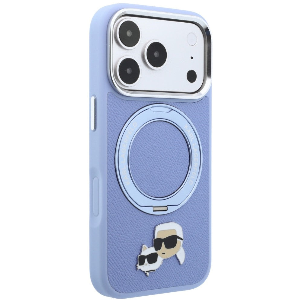 MagSafe puzdro pre Apple iPhone 18 Pro / 17 Pro, Karl Lagerfeld, stojanový krúžok 360 Karl & Choupette pripínač, modré