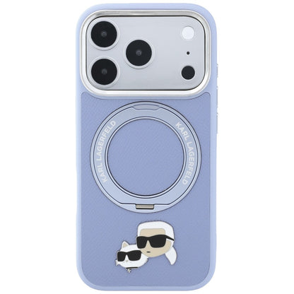 MagSafe puzdro pre Apple iPhone 18 Pro / 17 Pro, Karl Lagerfeld, stojanový krúžok 360 Karl & Choupette pripínač, modré