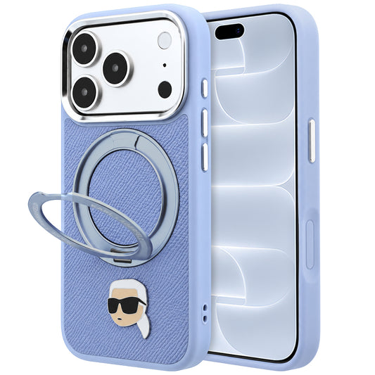 MagSafe puzdro pre Apple iPhone 18 Pro / 17 Pro, Karl Lagerfeld, Ring Stand 360 Karl Pin, Modrá