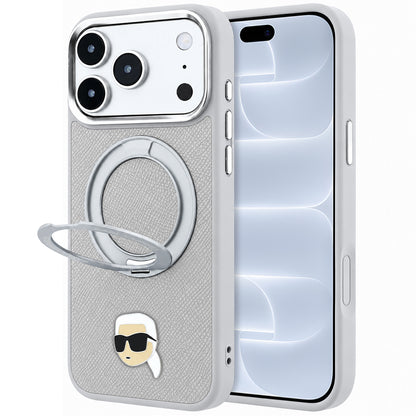 MagSafe puzdro pre Apple iPhone 18 Pro / 17 Pro, Karl Lagerfeld, Ring Stand 360 Karl Pin, sivé