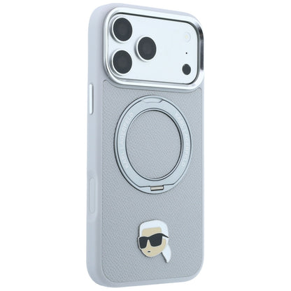 MagSafe puzdro pre Apple iPhone 18 Pro / 17 Pro, Karl Lagerfeld, Ring Stand 360 Karl Pin, sivé