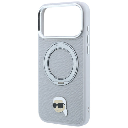 MagSafe puzdro pre Apple iPhone 18 Pro / 17 Pro, Karl Lagerfeld, Ring Stand 360 Karl Pin, sivé