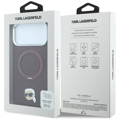 MagSafe puzdro pre Apple iPhone 18 Pro / 17 Pro, Karl Lagerfeld, Ring Stand 360 Karl Pin, vínová