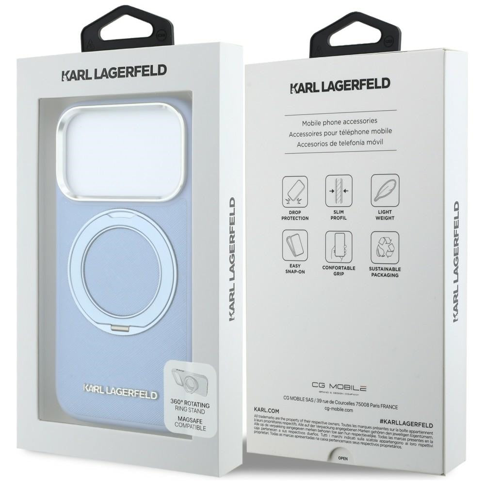 MagSafe puzdro pre Apple iPhone 18 Pro / 17 Pro, Karl Lagerfeld, Ring Stand 360 Saffiano, Modrá