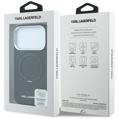 MagSafe puzdro pre Apple iPhone 18 Pro / 17 Pro, Karl Lagerfeld, Ring Stand 360 Saffiano, Čierna