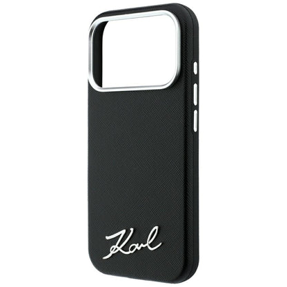 MagSafe puzdro pre Apple iPhone 18 Pro / 17 Pro, Karl Lagerfeld, Saffiano Small Script Metal Logo, Čierna