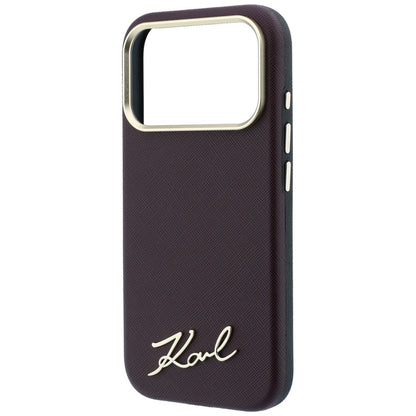 MagSafe puzdro pre Apple iPhone 18 Pro / 17 Pro, Karl Lagerfeld, Saffiano Small Script Metal Logo, Bordová