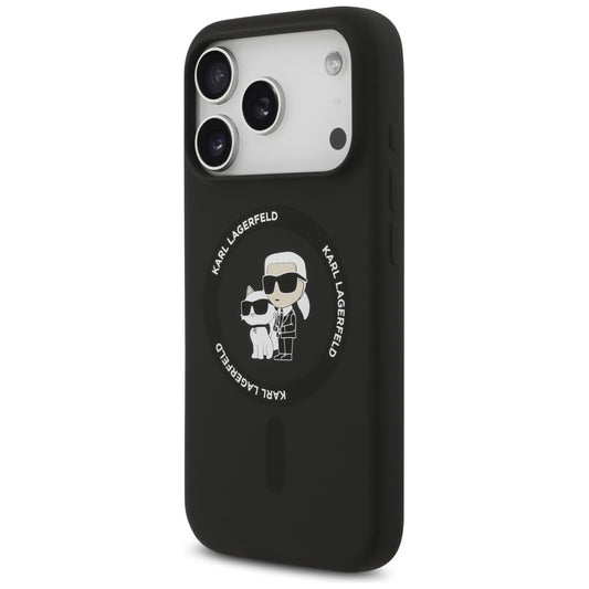 MagSafe puzdro pre Apple iPhone 18 Pro / 17 Pro, Karl Lagerfeld, Silikónový prsteň Karl & Choupette, Čierna