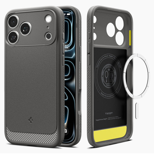MagSafe puzdro pre Apple iPhone 18 Pro / 17 Pro, Spigen, Rugged Armor, Sivá ACS12148