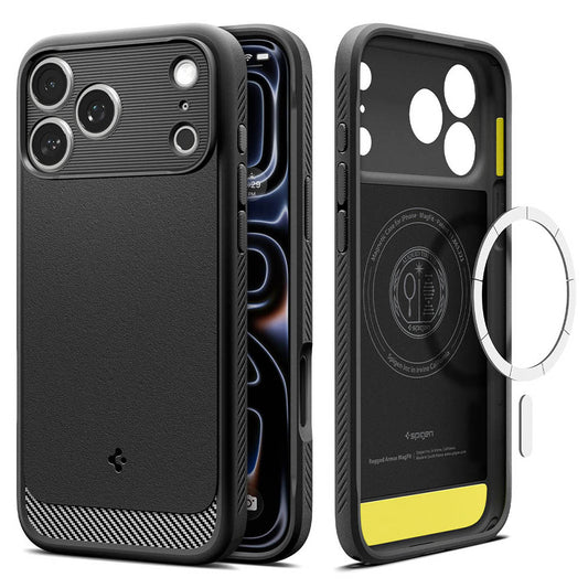 MagSafe puzdro pre Apple iPhone 18 Pro / 17 Pro, Spigen, Rugged Armor, Matná čierna ACS12147