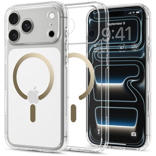 MagSafe puzdro pre Apple iPhone 18 Pro / 17 Pro, Spigen, Ultra Hybrid, Zlatá priehľadná ACS12157