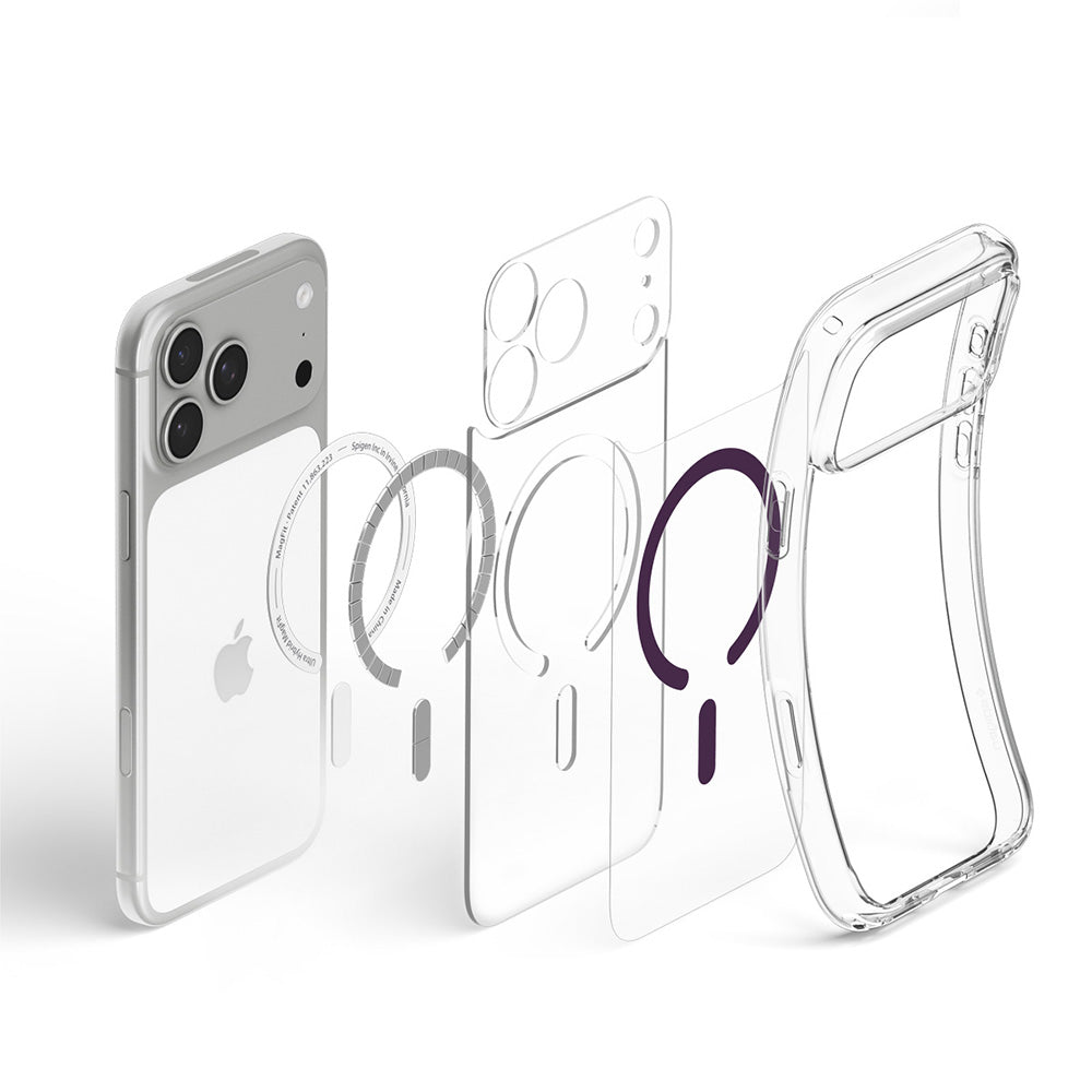 Puzdro MagSafe pre Apple iPhone 18 Pro / 17 Pro, Spigen, Ultra Hybrid, priehľadné bordové ACS12335