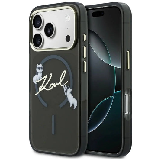 MagSafe puzdro pre Apple iPhone 18 Pro, Karl Lagerfeld, IML Choupette Karl Script Logo, Čierna
