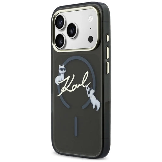 MagSafe puzdro pre Apple iPhone 18 Pro, Karl Lagerfeld, IML Choupette Karl Script Logo, Čierna