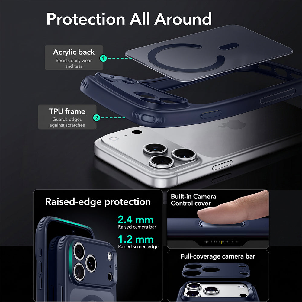 MagSafe puzdro pre Apple iPhone 18 Pro Max / 17 Pro Max, ESR, Classic Hybrid, Modrá saténová