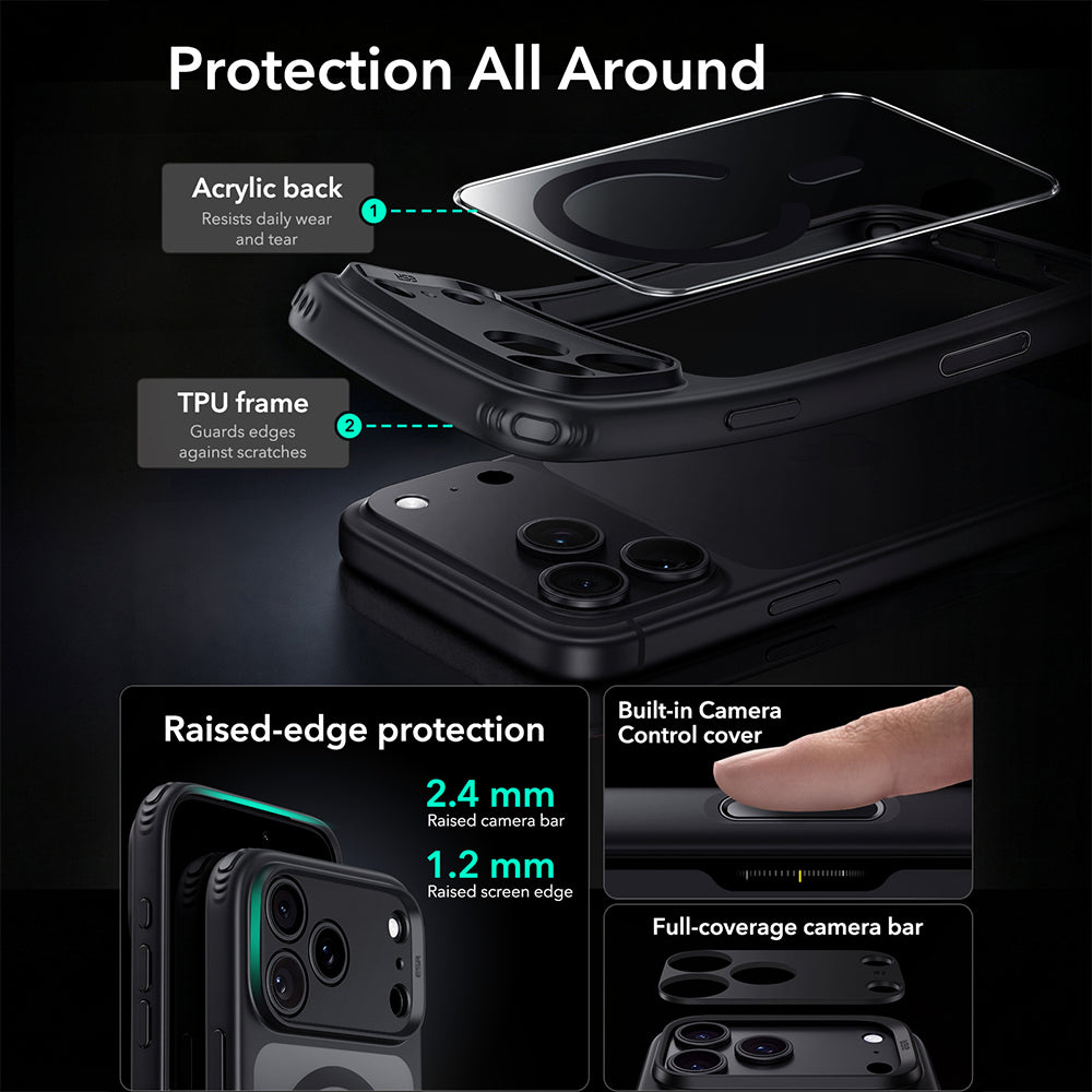MagSafe puzdro pre Apple iPhone 18 Pro Max / 17 Pro Max, ESR, Classic Hybrid, Čierne priehľadné