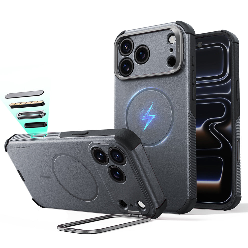MagSafe puzdro pre Apple iPhone 18 Pro Max / 17 Pro Max, ESR, Cyber Armor Kickstand, Sivá
