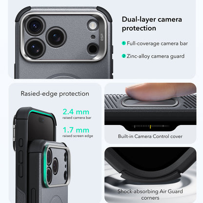 MagSafe puzdro pre Apple iPhone 18 Pro Max / 17 Pro Max, ESR, Cyber Armor Kickstand, Sivá