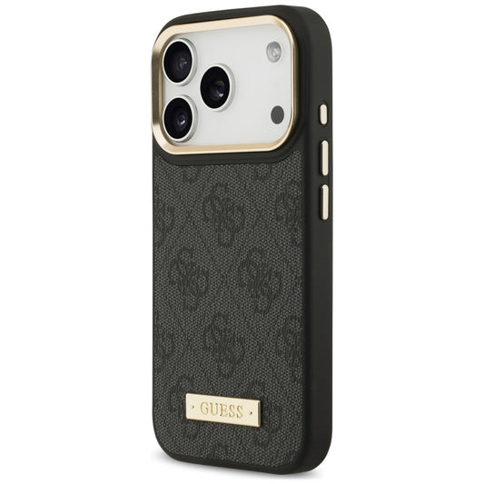 MagSafe Case for Apple iPhone 18 Pro Max / 17 Pro Max, Guess, 4G Logo Plate, Black