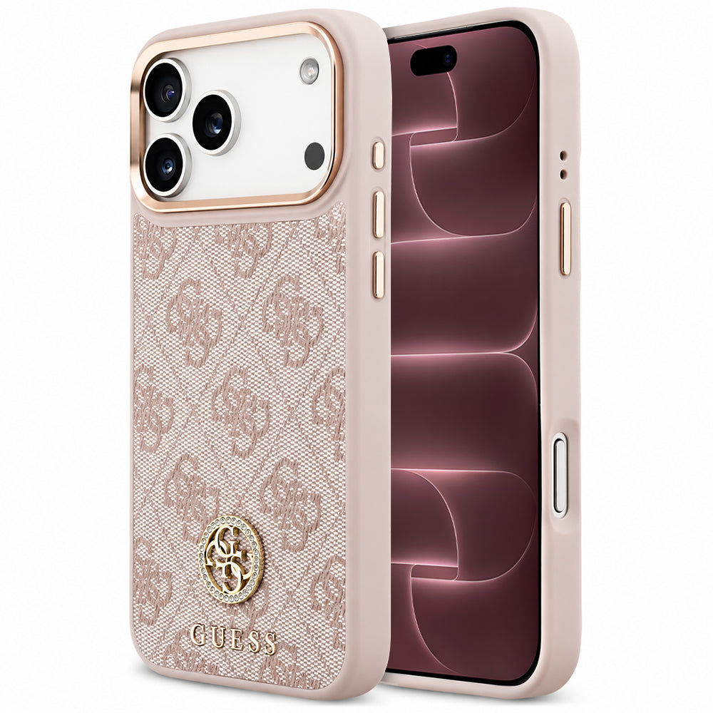 Puzdro MagSafe pre Apple iPhone 18 Pro Max / 17 Pro Max, Guess, 4G Strass Logo, ružové