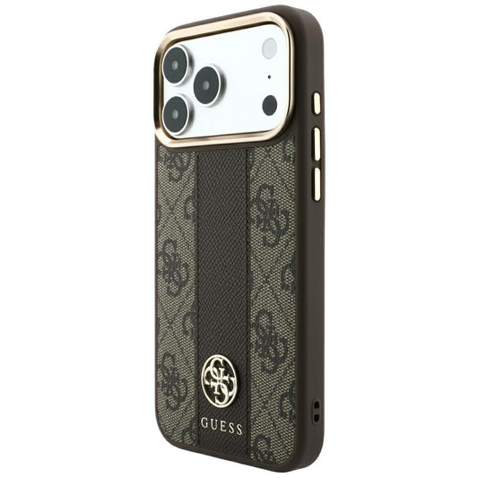 MagSafe puzdro pre Apple iPhone 18 Pro Max / 17 Pro Max, Guess, 4G Stripe Round Classic Logo, Hnedé