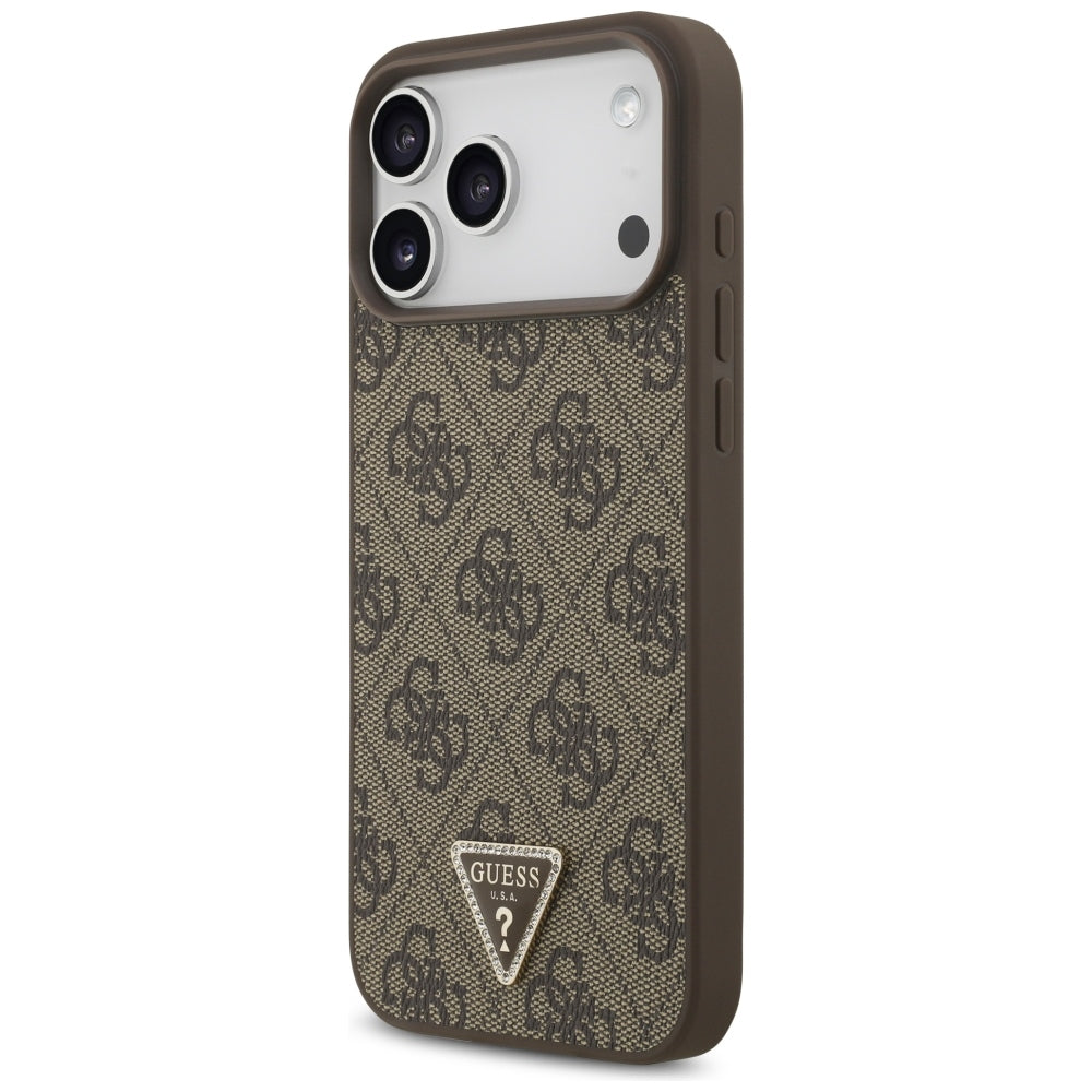 MagSafe puzdro pre Apple iPhone 18 Pro Max / 17 Pro Max, Guess, 4G Triangle Strass, Hnedé