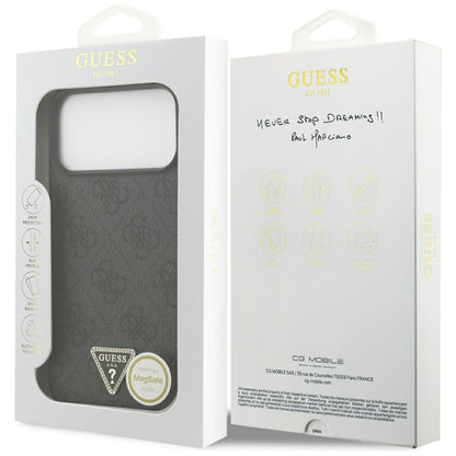 MagSafe puzdro pre Apple iPhone 18 Pro Max / 17 Pro Max, Guess, 4G Triangle Strass, čierne