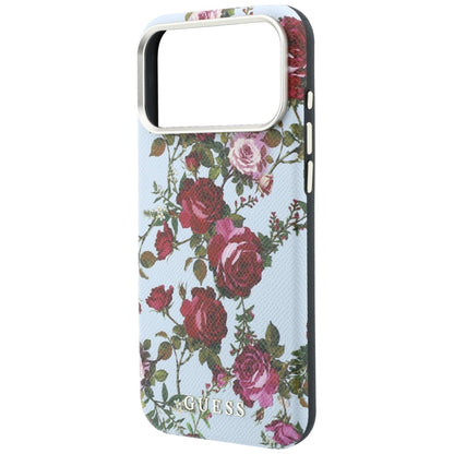 Puzdro MagSafe pre Apple iPhone 18 Pro Max / 17 Pro Max, Guess, Blossom Roses Print, modré