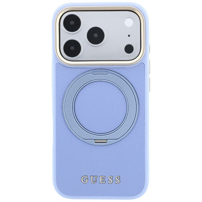 Puzdro MagSafe pre Apple iPhone 18 Pro Max / 17 Pro Max, Guess, Grained Ring Stand 360 Classic, modré