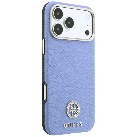 MagSafe puzdro pre Apple iPhone 18 Pro Max / 17 Pro Max, Guess, Štruktúrované okrúhle logo so štrasom, modré