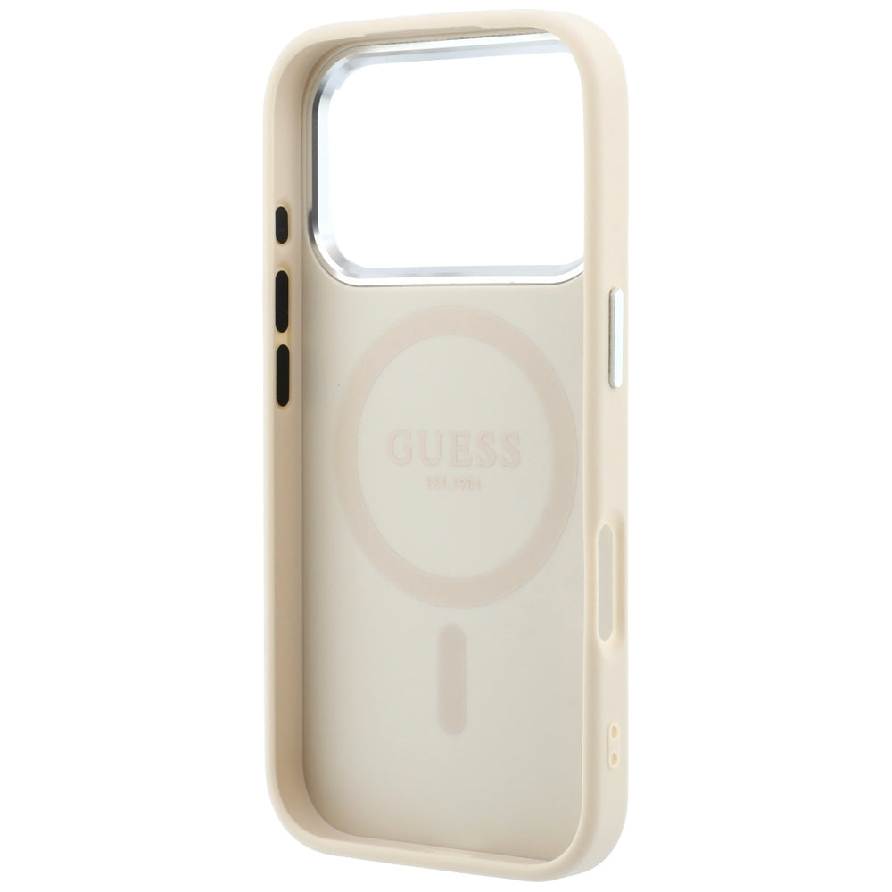MagSafe puzdro pre Apple iPhone 18 Pro Max / 17 Pro Max, Guess, Štruktúrované trojuholníkové logo, Béžová