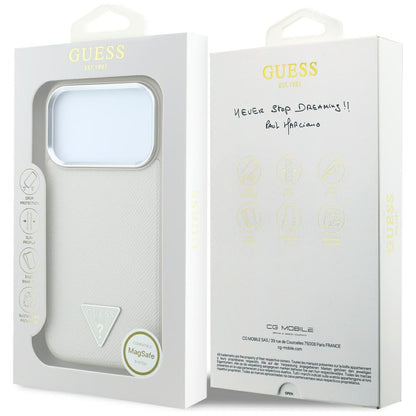 MagSafe puzdro pre Apple iPhone 18 Pro Max / 17 Pro Max, Guess, Štruktúrované trojuholníkové logo, Béžová