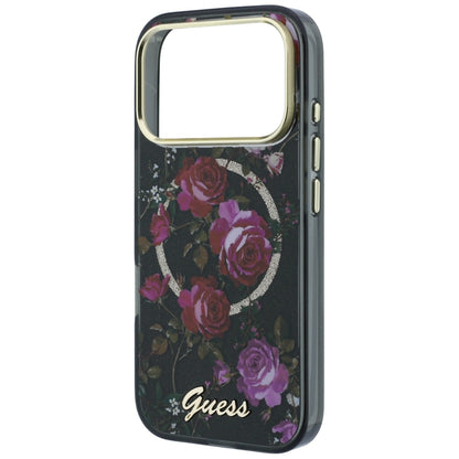 MagSafe puzdro pre Apple iPhone 18 Pro Max / 17 Pro Max, Guess, IML Glitter Blossom Roses, čierne