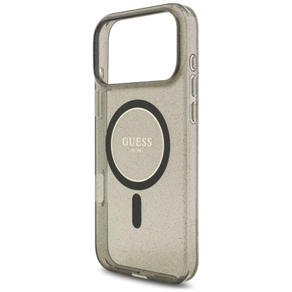 Puzdro MagSafe pre Apple iPhone 18 Pro Max / 17 Pro Max, Guess, IML Glitter with Pearl Strap, čierne