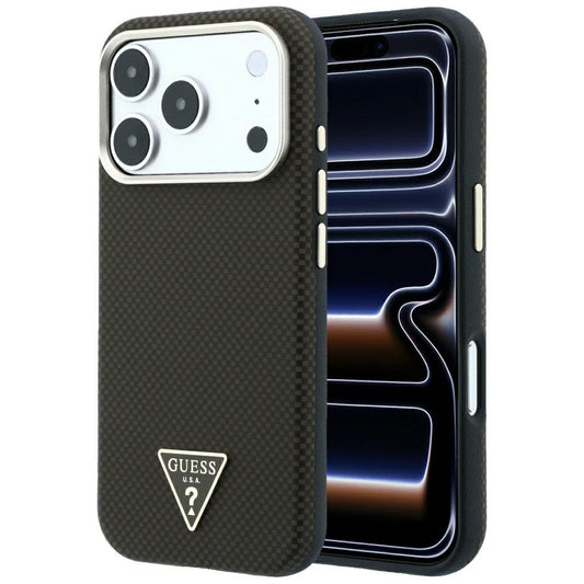 MagSafe puzdro pre Apple iPhone 18 Pro Max / 17 Pro Max, Guess, Kevlar trojuholníkové logo, Hnedé