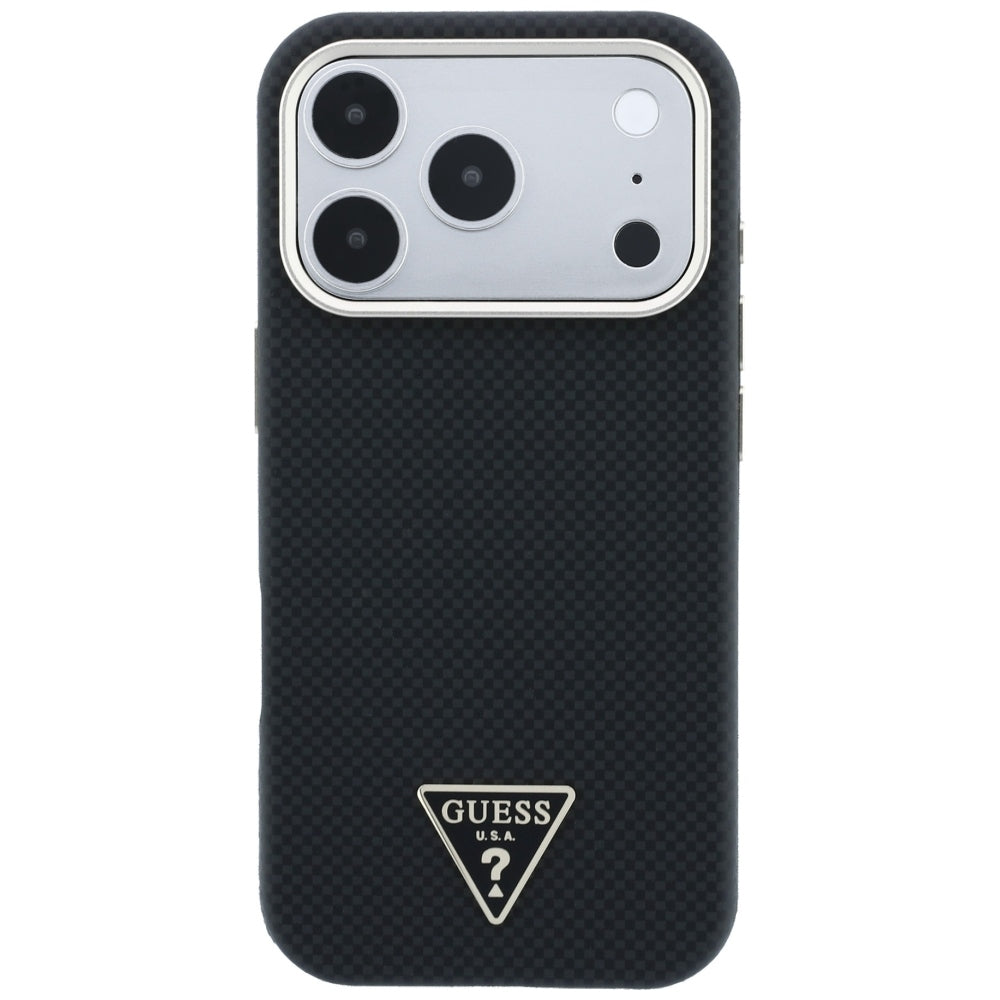 MagSafe puzdro pre Apple iPhone 18 Pro Max / 17 Pro Max, Guess, Kevlar Triangle Logo, čierne