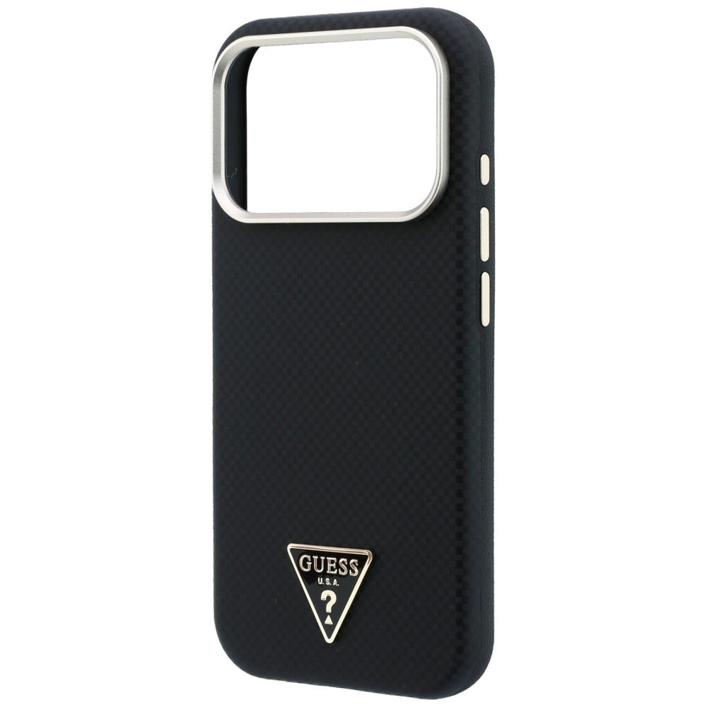 MagSafe puzdro pre Apple iPhone 18 Pro Max / 17 Pro Max, Guess, Kevlar Triangle Logo, čierne