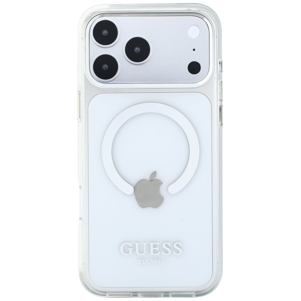 MagSafe puzdro pre Apple iPhone 18 Pro Max / 17 Pro Max, Guess, Metal Outline, Strieborné