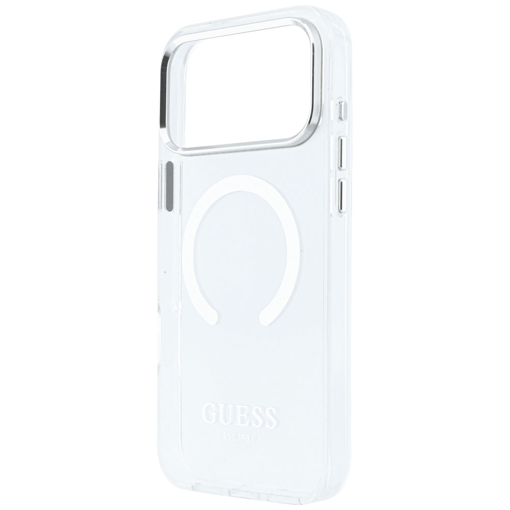 MagSafe puzdro pre Apple iPhone 18 Pro Max / 17 Pro Max, Guess, Metal Outline, Strieborné