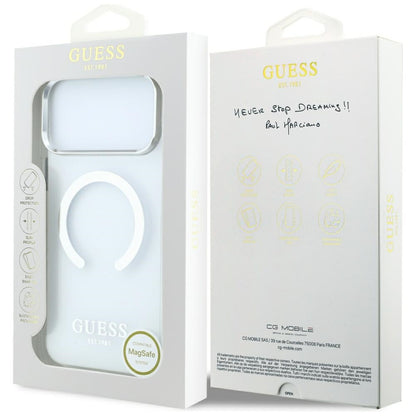 MagSafe puzdro pre Apple iPhone 18 Pro Max / 17 Pro Max, Guess, Metal Outline, Strieborné
