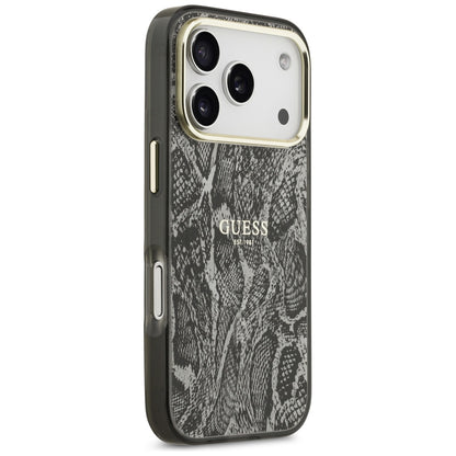 Puzdro MagSafe pre Apple iPhone 18 Pro Max / 17 Pro Max, Guess, vzor pytón, čierne