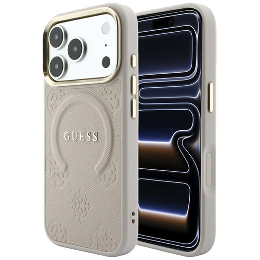 MagSafe puzdro pre Apple iPhone 18 Pro Max / 17 Pro Max, Guess, Saffiano Peony Ring, Ružové
