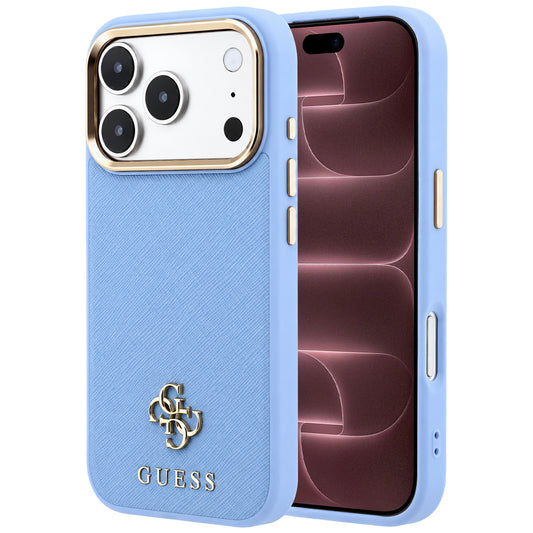 MagSafe puzdro pre Apple iPhone 18 Pro Max / 17 Pro Max, Guess, Saffiano Small 4G Classic, Bleu