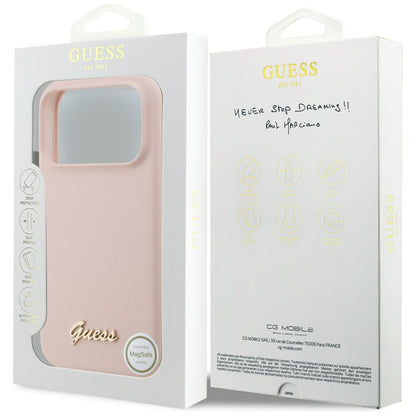 MagSafe puzdro pre Apple iPhone 18 Pro Max / 17 Pro Max, Guess, Script Metal Logo, Ružové
