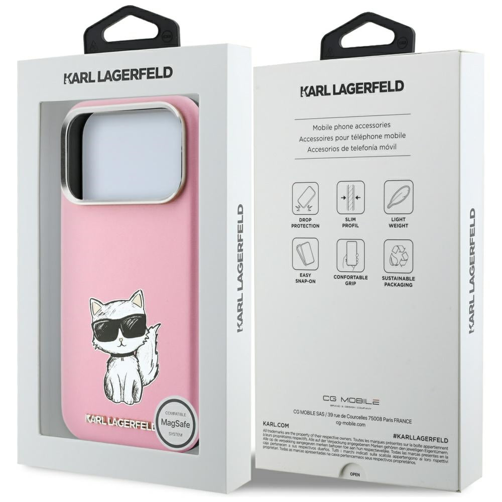 MagSafe puzdro pre Apple iPhone 18 Pro Max / 17 Pro Max, Karl Lagerfeld, Choupette Sketch, Ružová