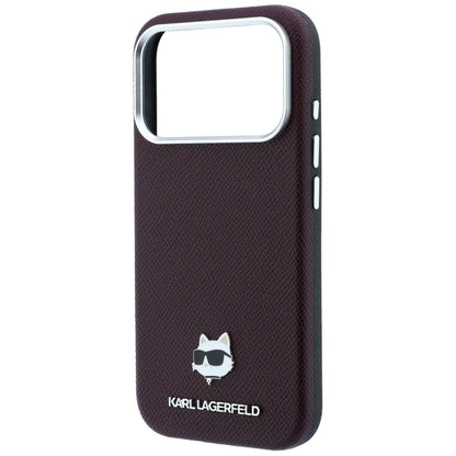 MagSafe puzdro pre Apple iPhone 18 Pro Max / 17 Pro Max, Karl Lagerfeld, Štruktúrovaná hlava Choupette, Bordová