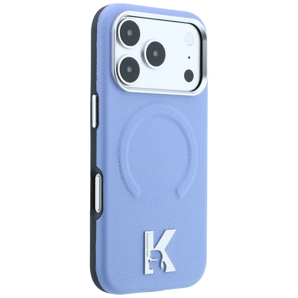 MagSafe Case for Apple iPhone 18 Pro Max / 17 Pro Max, Karl Lagerfeld, Grained Embossed Ring, Blue