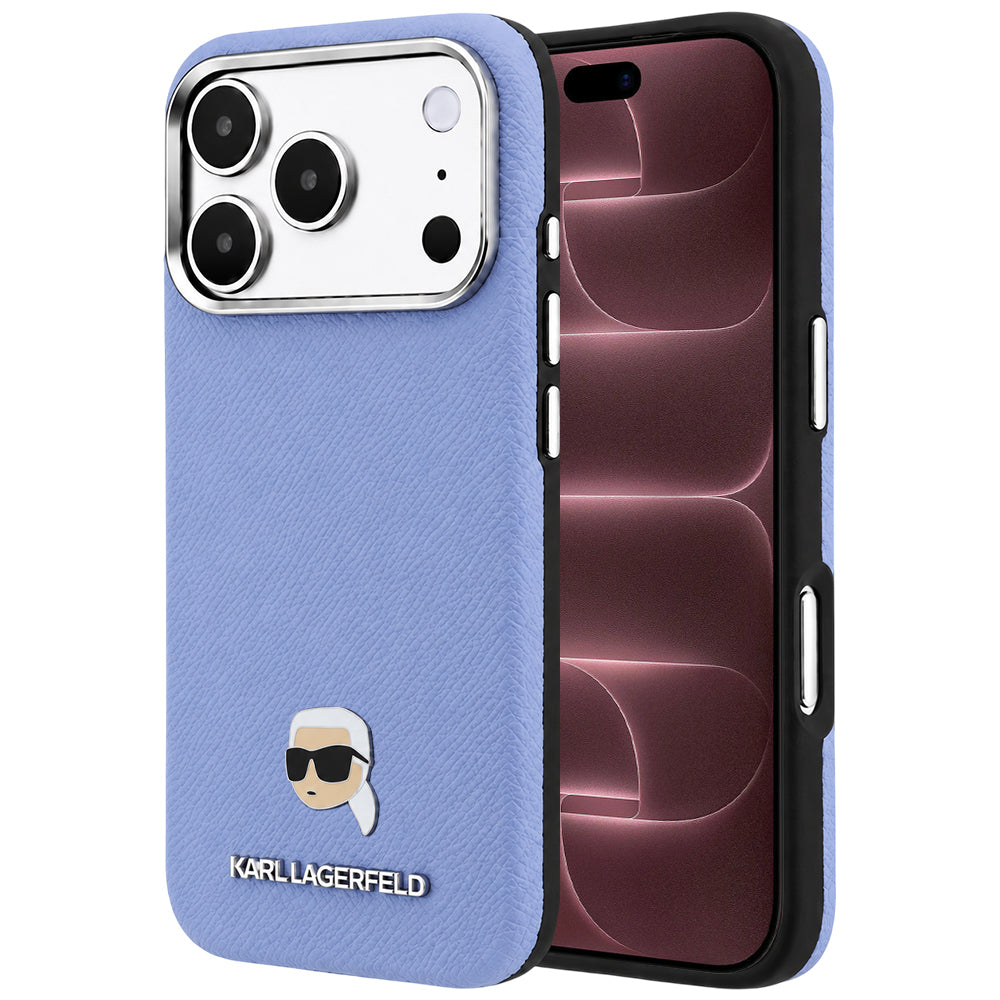MagSafe puzdro pre Apple iPhone 18 Pro Max / 17 Pro Max, Karl Lagerfeld, Grained Karl Head's Metal, Bleu