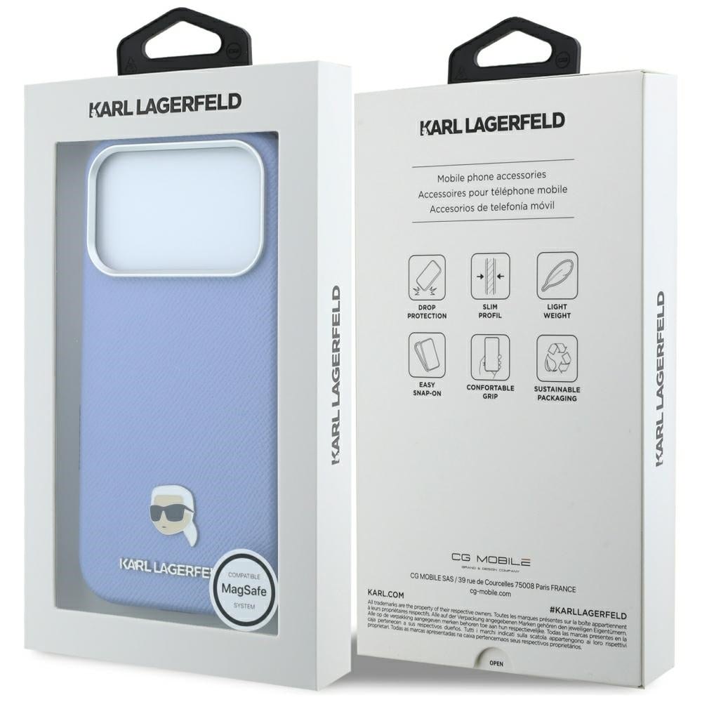 MagSafe puzdro pre Apple iPhone 18 Pro Max / 17 Pro Max, Karl Lagerfeld, Grained Karl Head's Metal, Bleu
