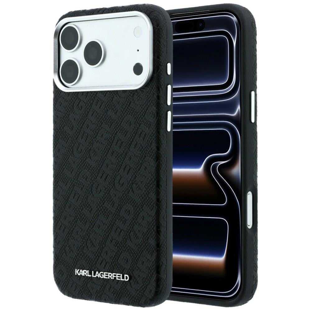 MagSafe puzdro pre Apple iPhone 18 Pro Max / 17 Pro Max, Karl Lagerfeld, Štruktúrované kovové logo, Čierne